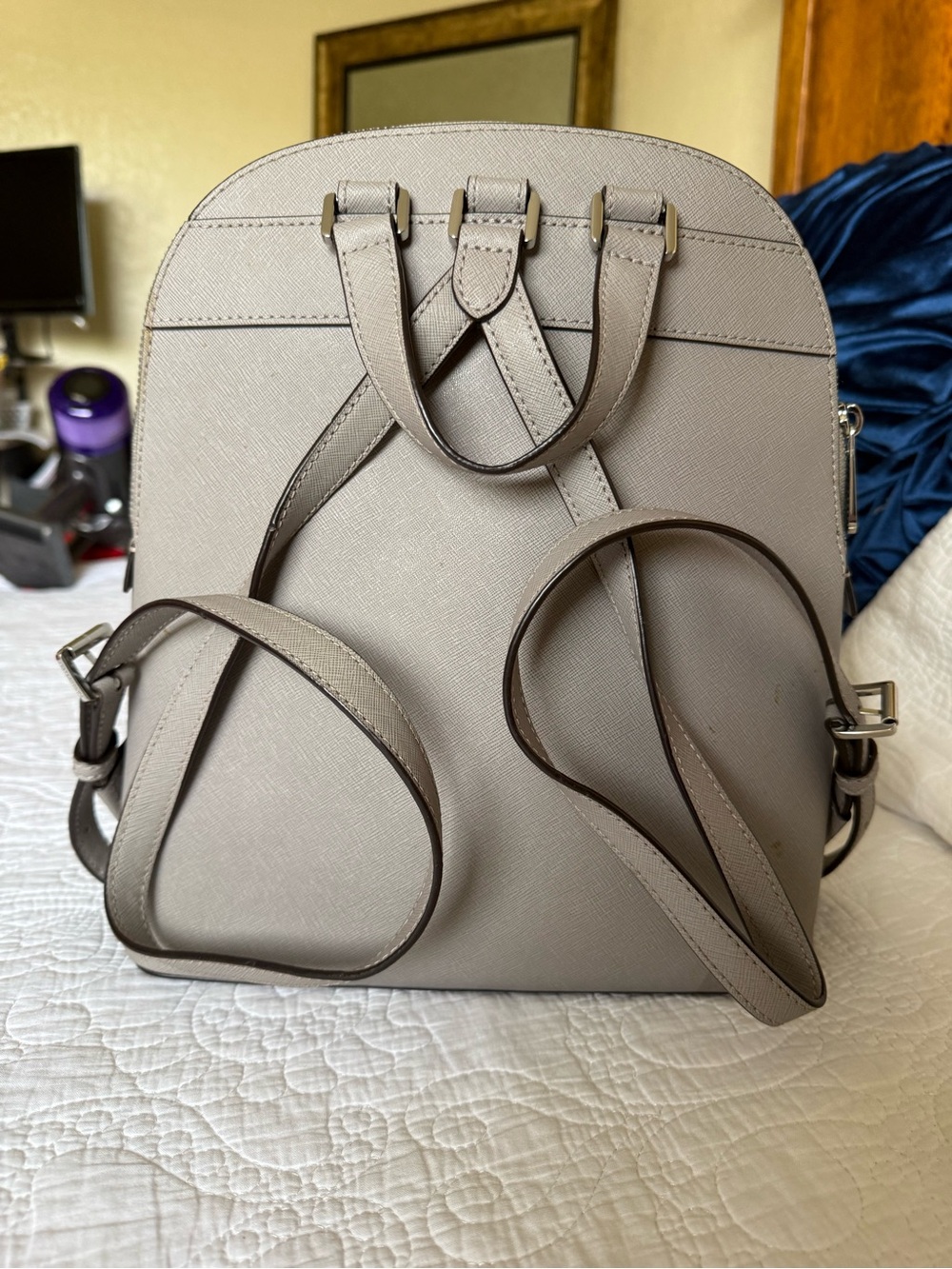 Michael Kors Saffiano Leather Mini Backpack in Taupe Gray - Picture 2 of 5